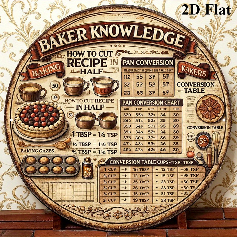 Kitchen Baking Conversion Chart - Retro 8