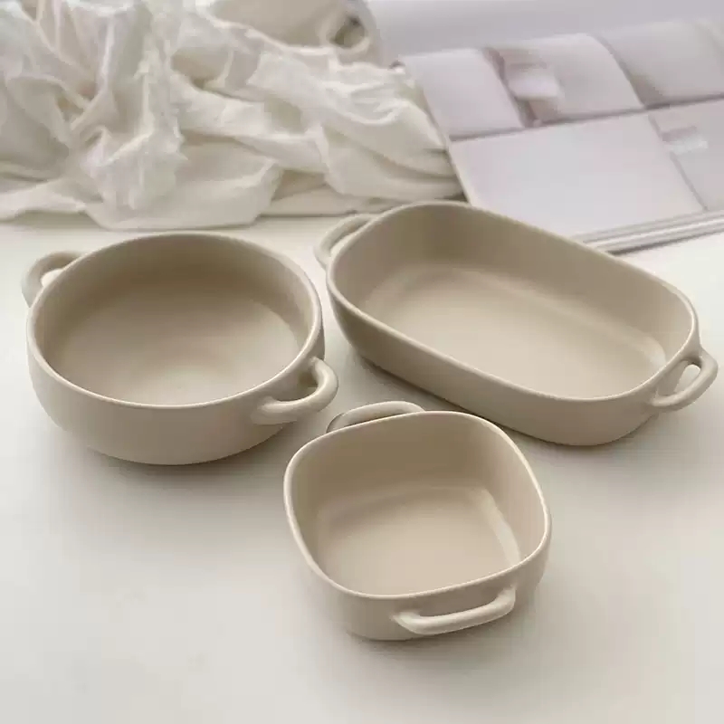 Kitchen Baking Bowls - Oven Safe Double Handle Ceramic Baking