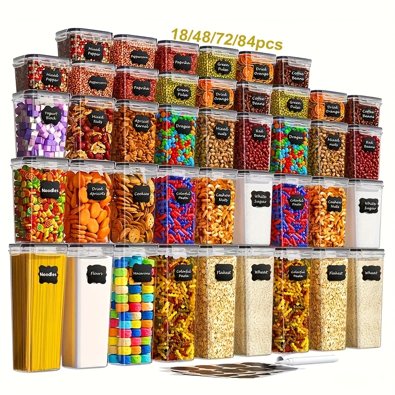 Kitchen.Baking Labels - 18/48/72/84pcs Storage Box with LIDS, Labels
