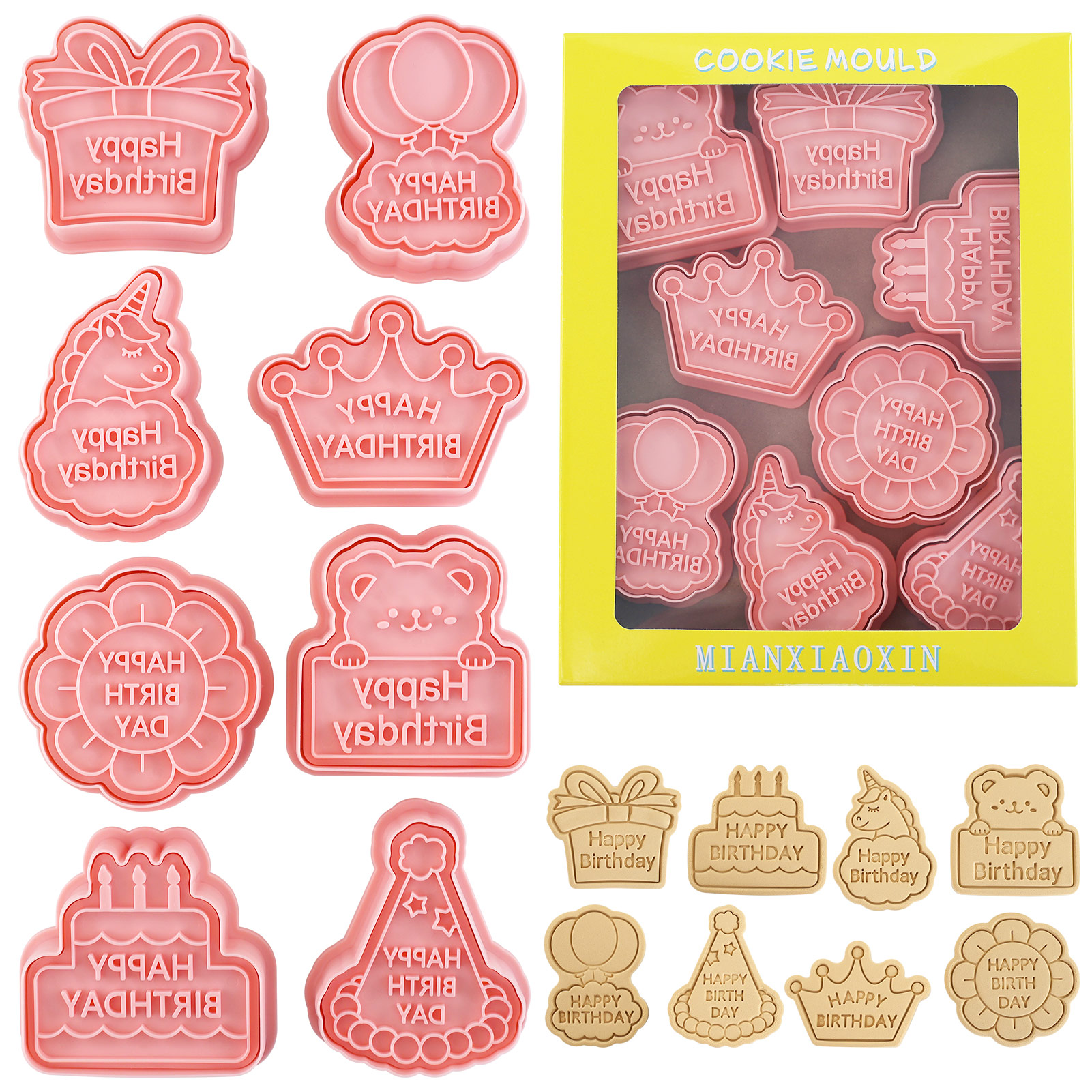 Kitchen Baking Cookies - 8pcs Happy Birthday Cookie Cutter with