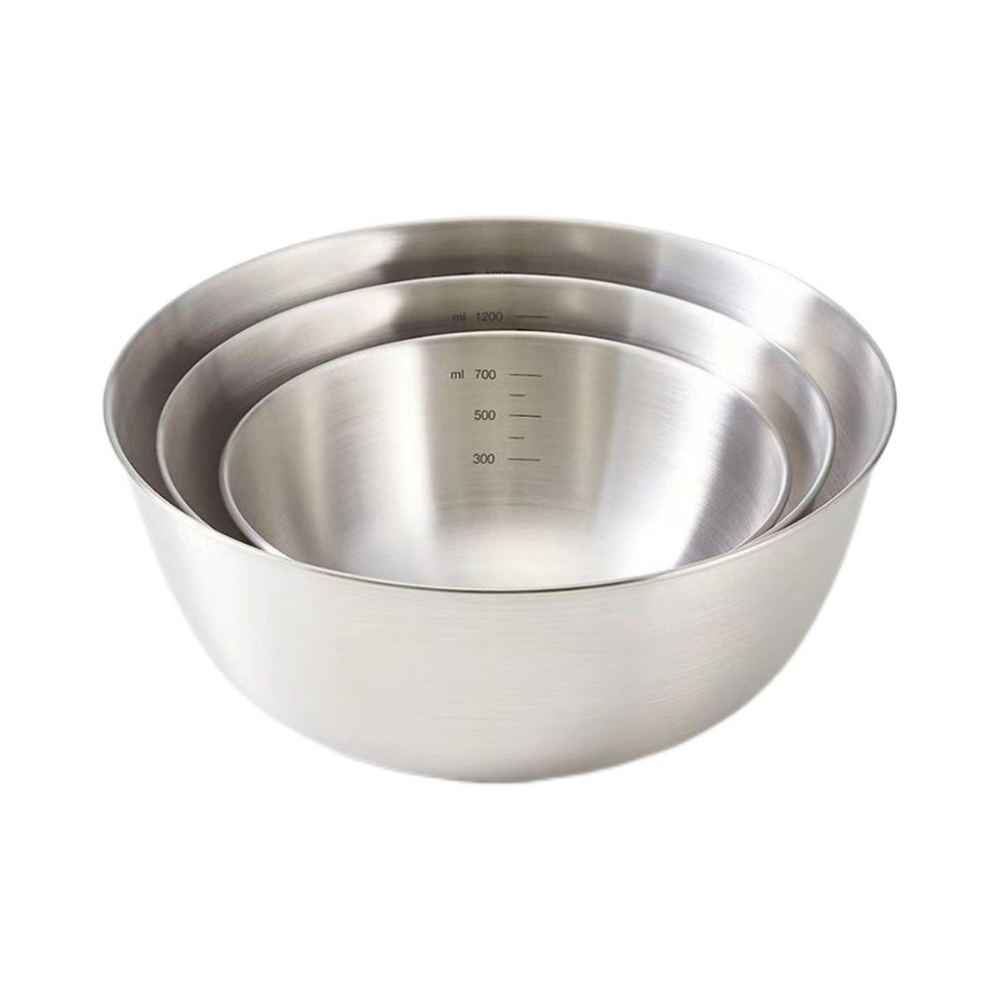 Kitchen Baking Bowls - 3pcs Stainless Steel Bowl Set with