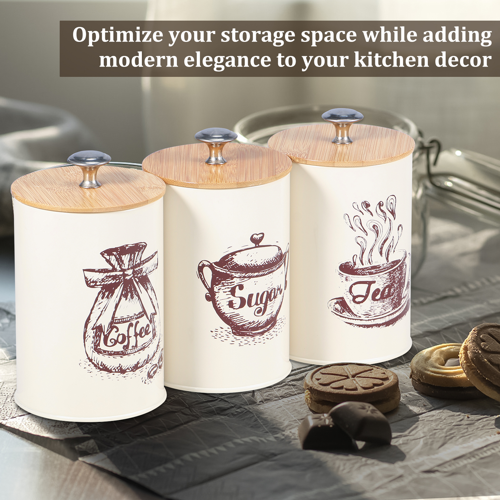 3Pcs Kitchen Storage Box Metal - Kitchen Bank recension och pris
