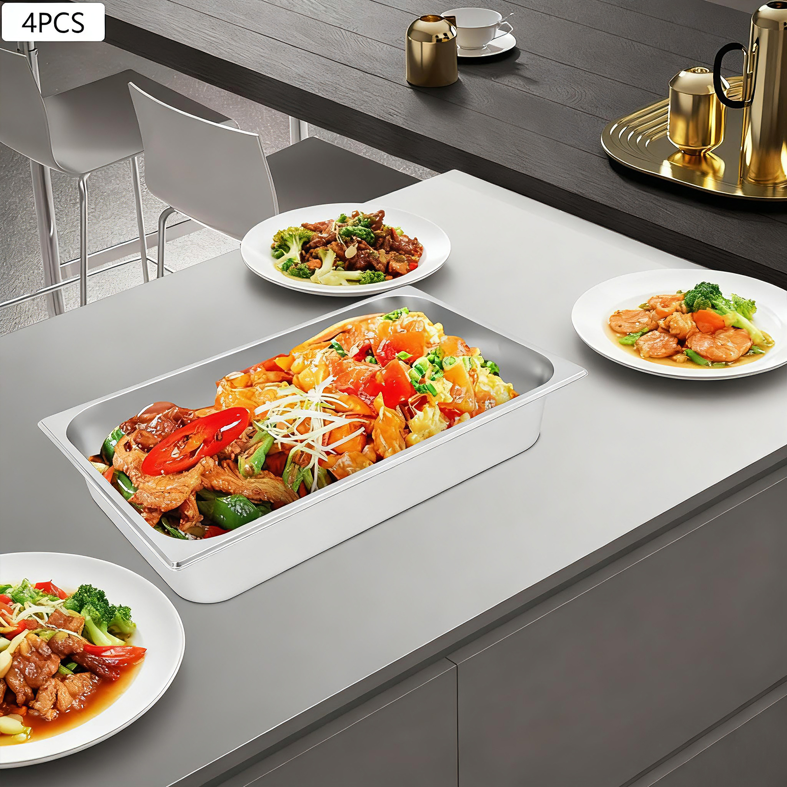 4Pcs Stainless Steel Steam Tab - Kitchen Baking Pan Storage recension och pris