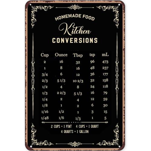 Rustic Tin Sign Decor Baking S - Kitchen Baking Conversion Chart recension och pris