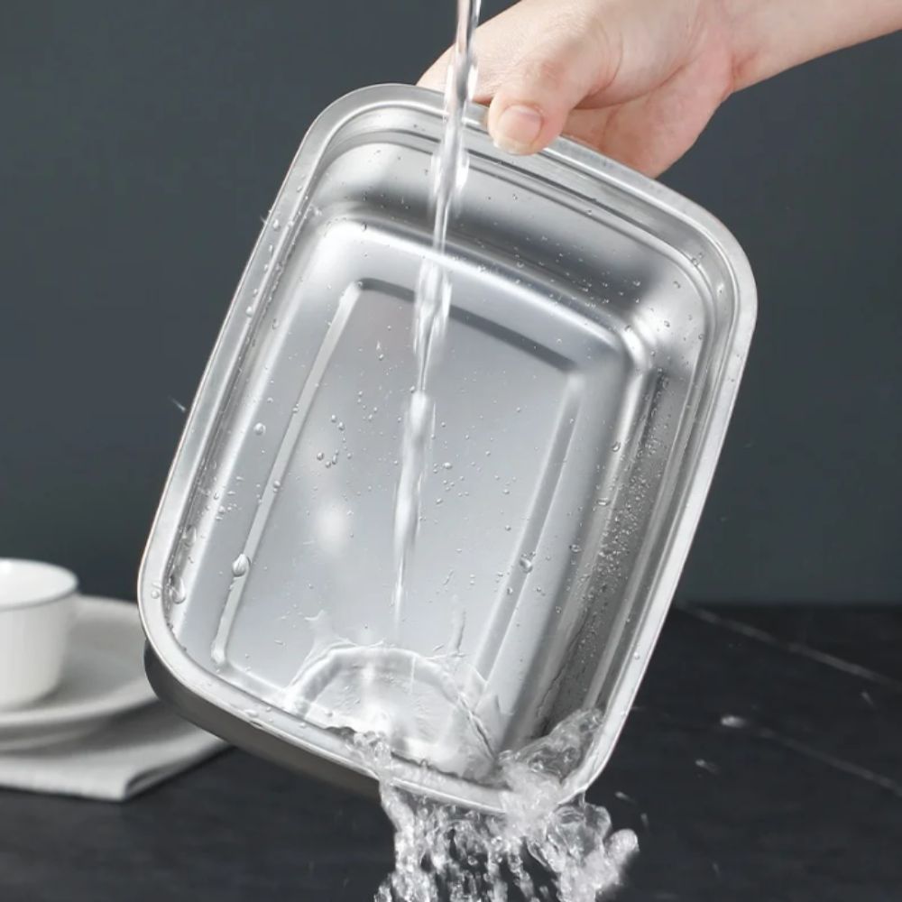 Stainless Steel Lunch Box Bent - Kitchen Baking Tray Storage recension och pris