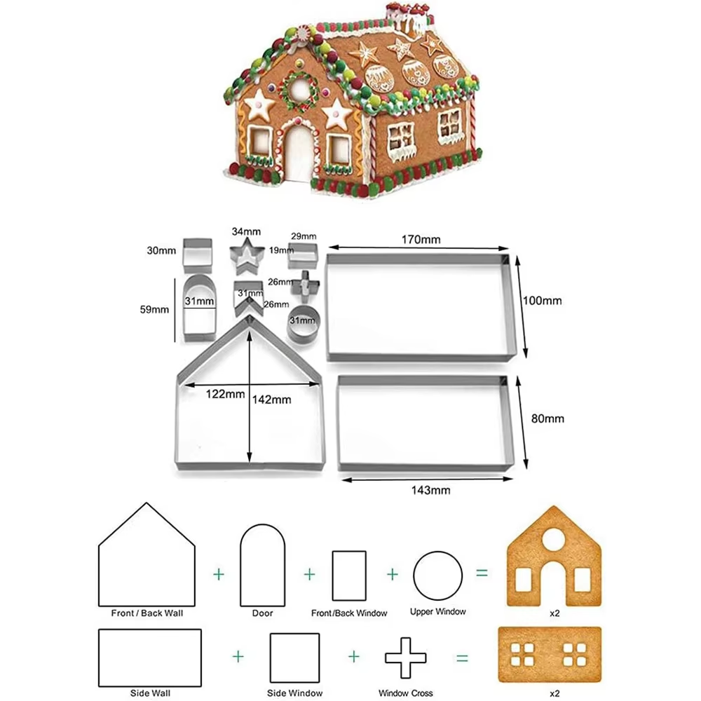 10Pcs Gingerbread House Cookie - Kitchen Baking Cookies recension och pris