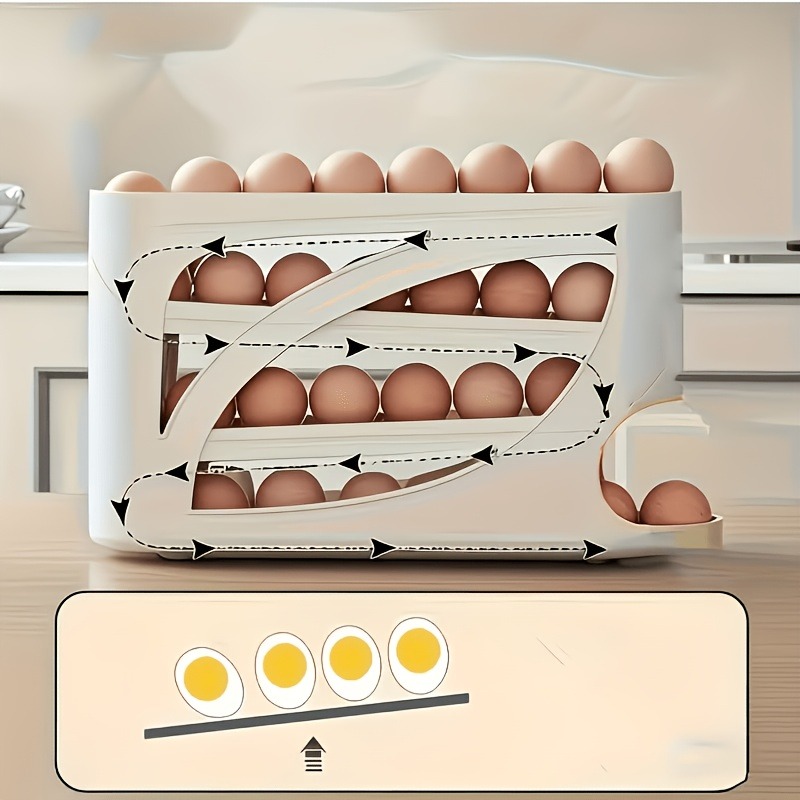 1Pcs Auto Rolling Egg Dispense - Kitchen Baking Tray Storage recension och pris