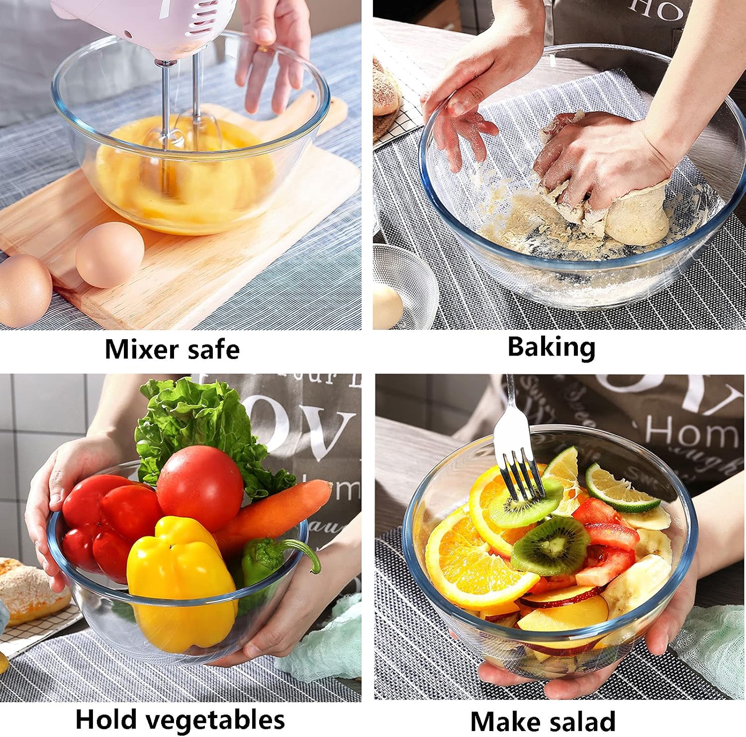 Glass Mixing Bowl Set of 3 for - Kitchen Baking Bowls recension och pris