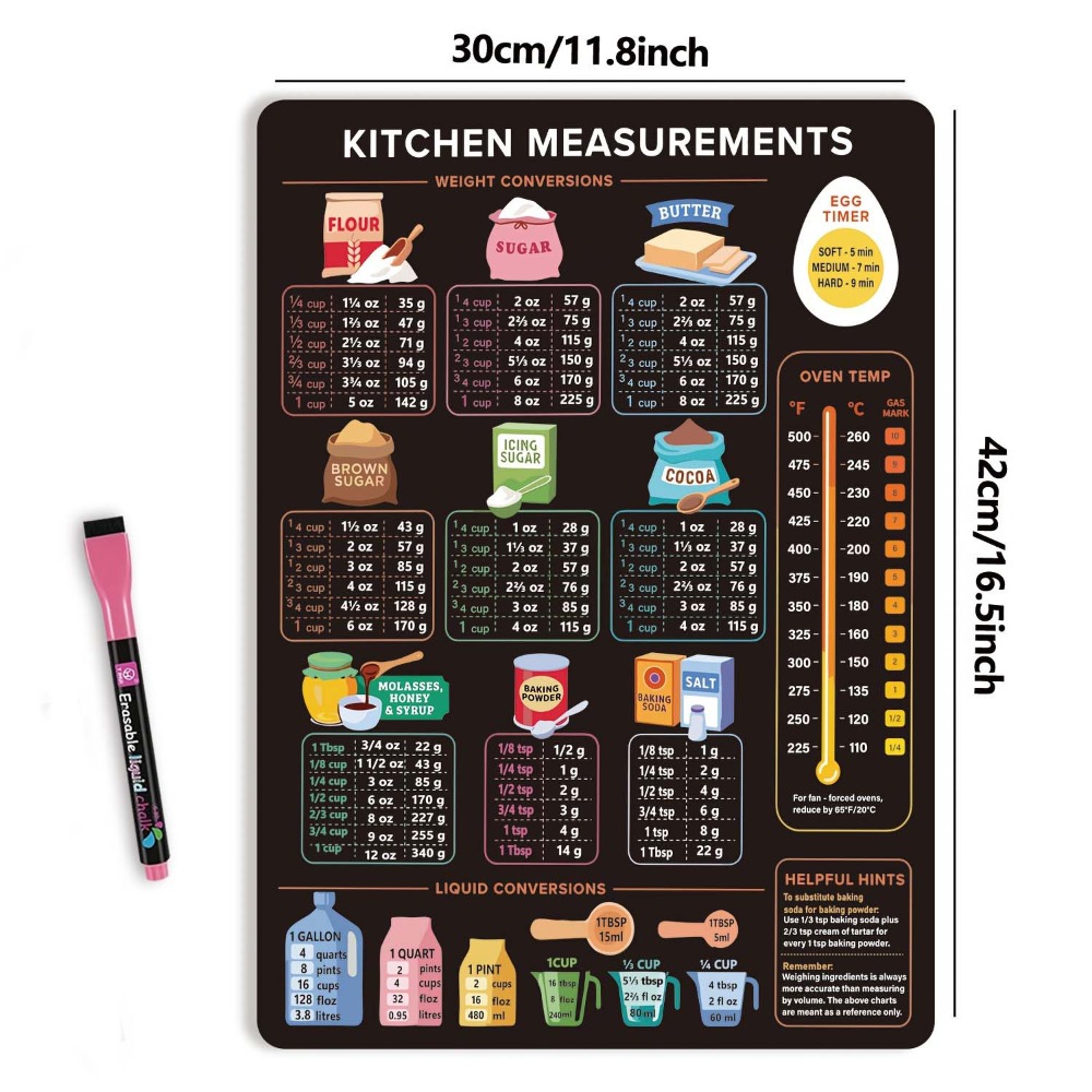Magnetic Kitchen Conversion Ch - Kitchen Baking Conversion Chart recension och pris