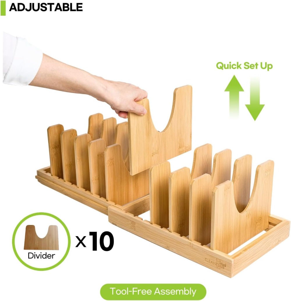 Expandable Bamboo Pots and Pan - Kitchen Baking Pan Storage recension och pris
