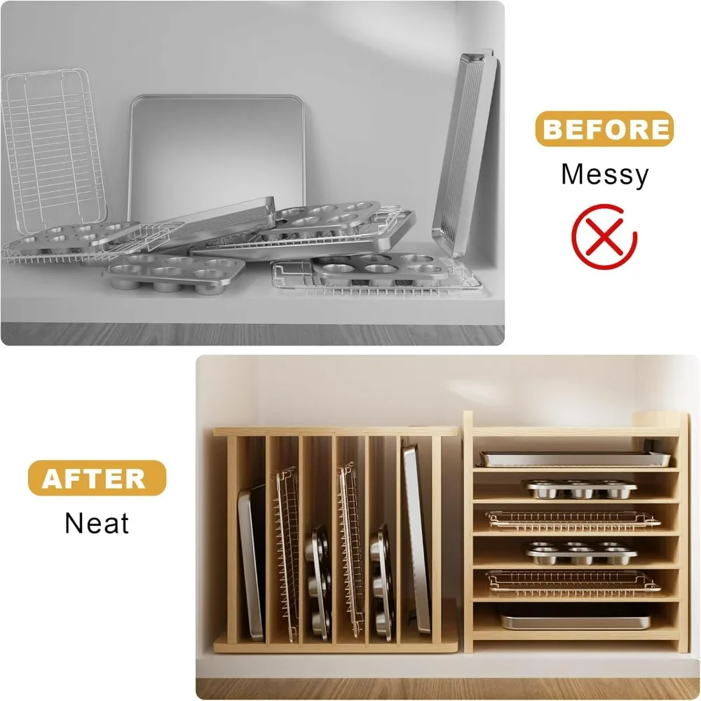 Wooden 7-Tier Cabinet Dividers - Kitchen Baking Pan Storage recension och pris