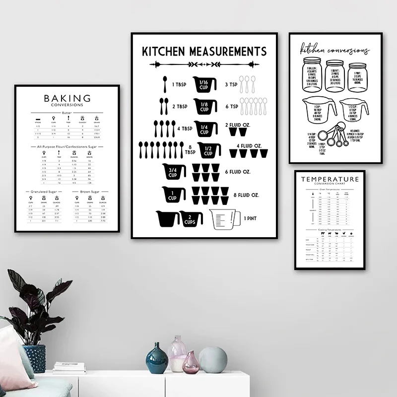 Minimalist Food Kitchen Measur - Kitchen Baking Conversion Chart recension och pris