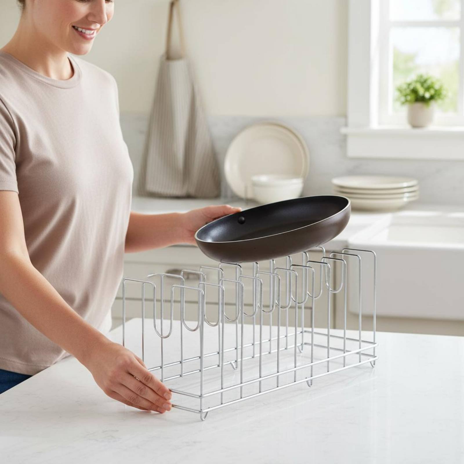 Pizza Pan Rack Space Saving Ba - Kitchen Baking Pan Storage recension och pris