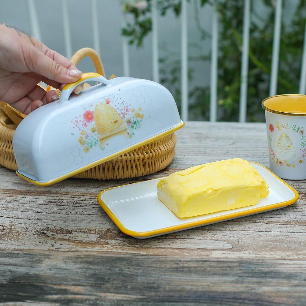 Menschy Enamel Butter Dish Che - Kitchen Baking Tray Storage recension och pris