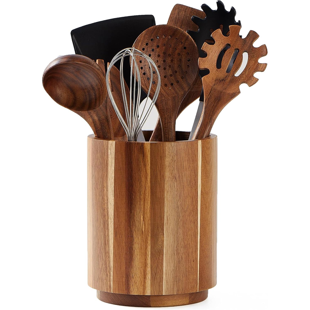 Acacia Wood Utensil Holder for - Kitchen Utensils recension och pris