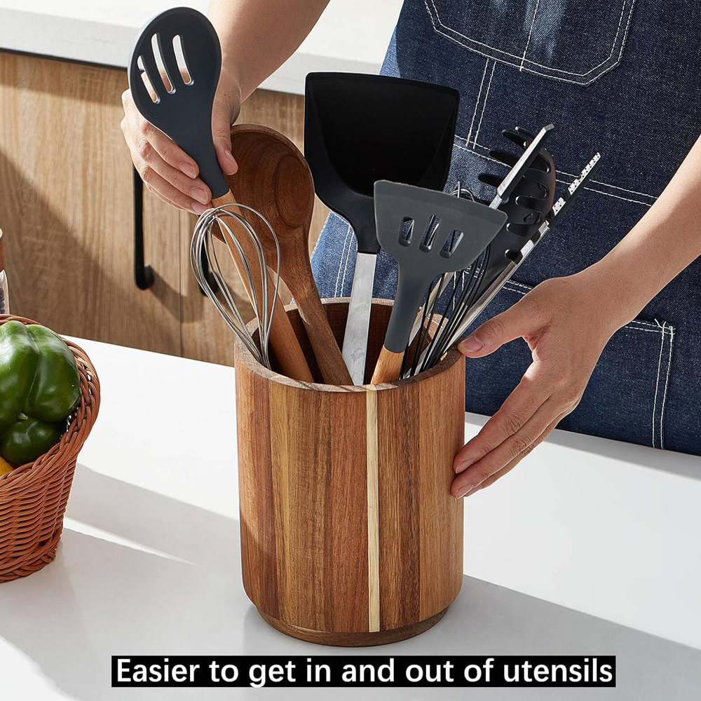 Acacia Wood Utensil Holder for - Kitchen Utensils recension och pris