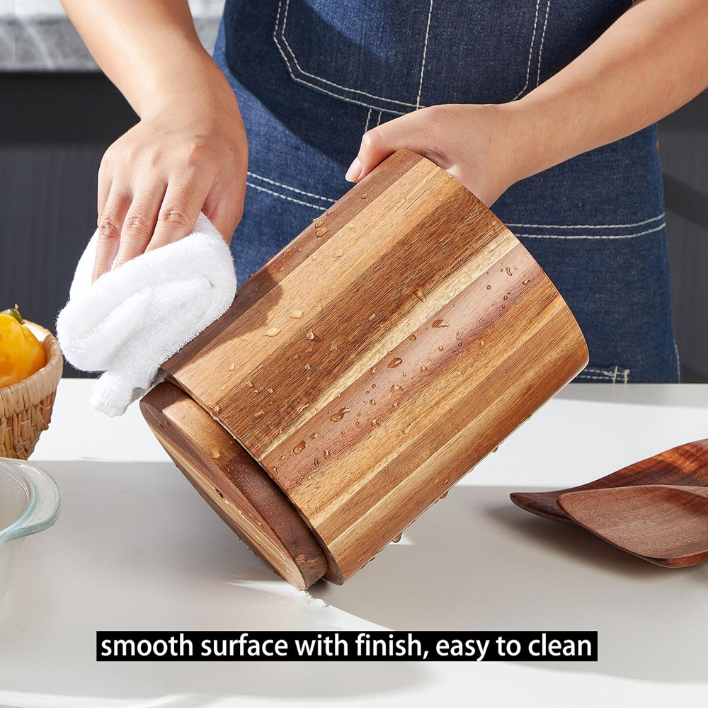 Acacia Wood Utensil Holder for - Kitchen Utensils recension och pris